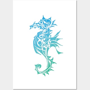 Turquoise Seahorse Tattoo Posters and Art